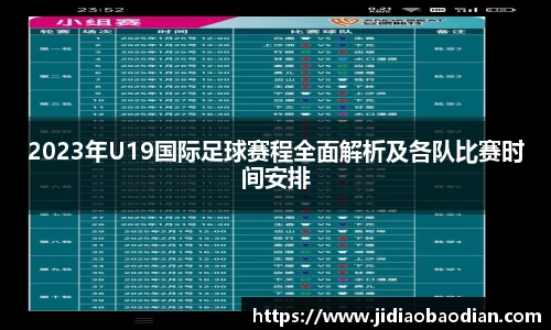 2023年U19国际足球赛程全面解析及各队比赛时间安排